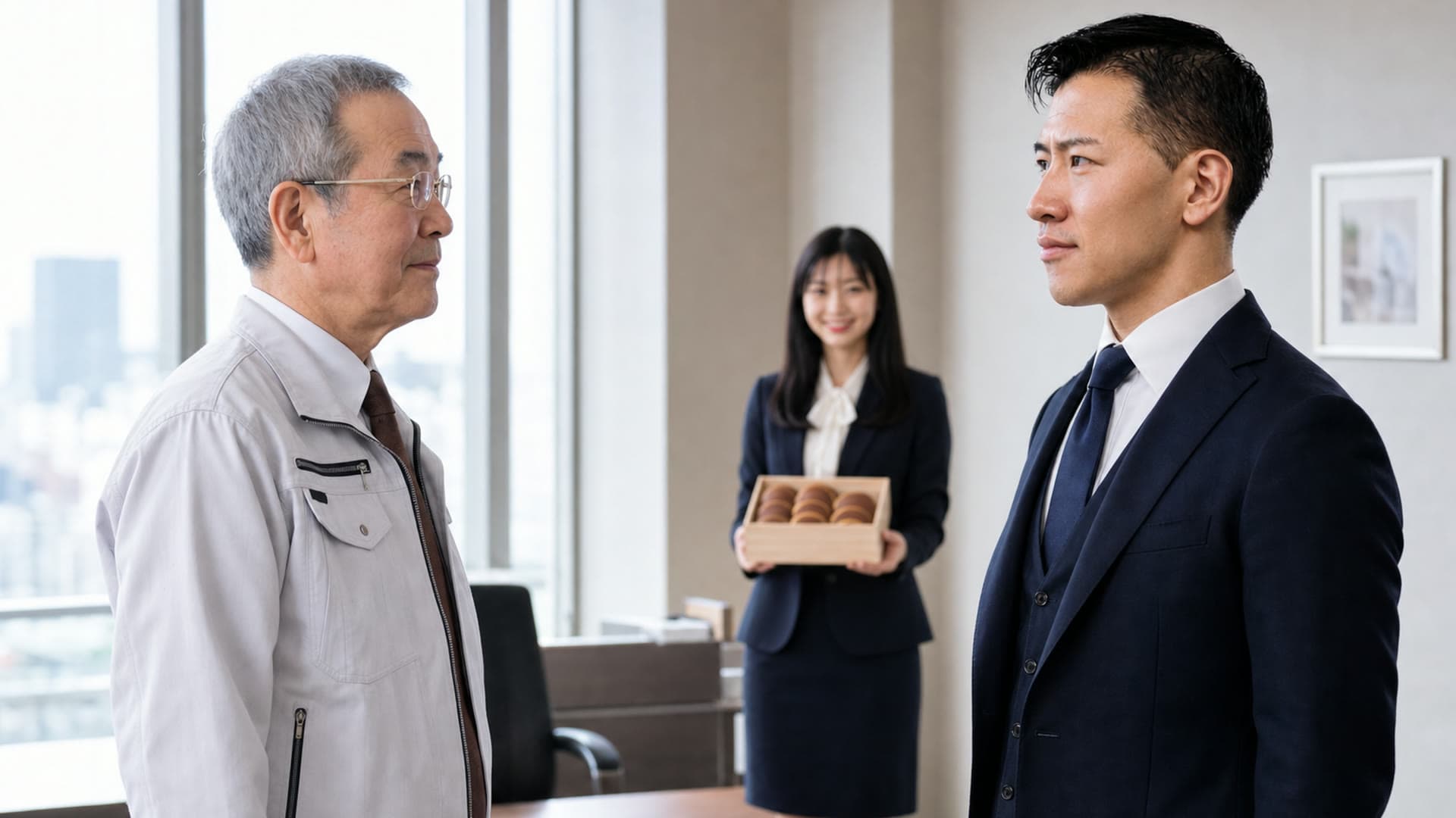 dorayaki.AI ブランドCM ― 社長と担当者が向かい合う場面